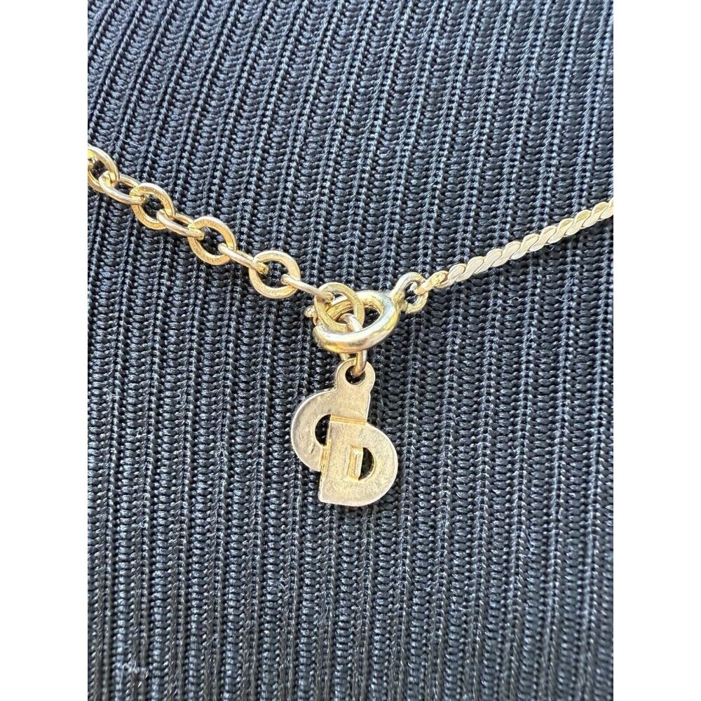 Christian Dior Gold Tone Logo Pendant Necklace - Picture 4 of 8
